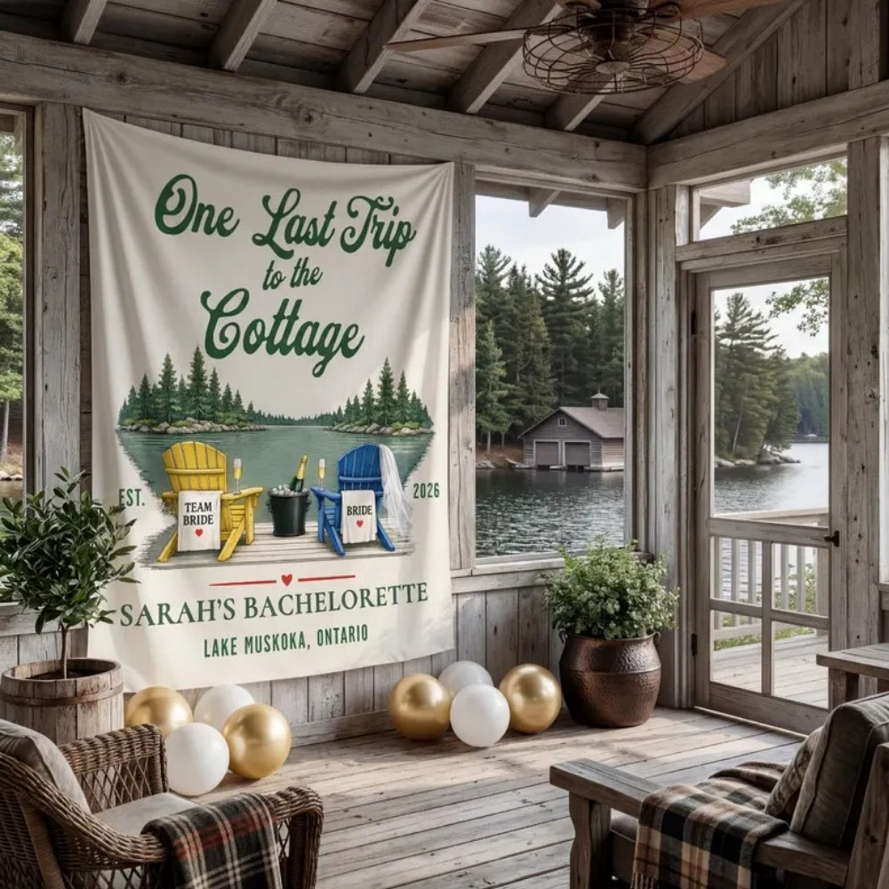 One Last Trip To The Cottage Custom Bachelorette Party Banner, Custom Bachelorette Sign WD0440