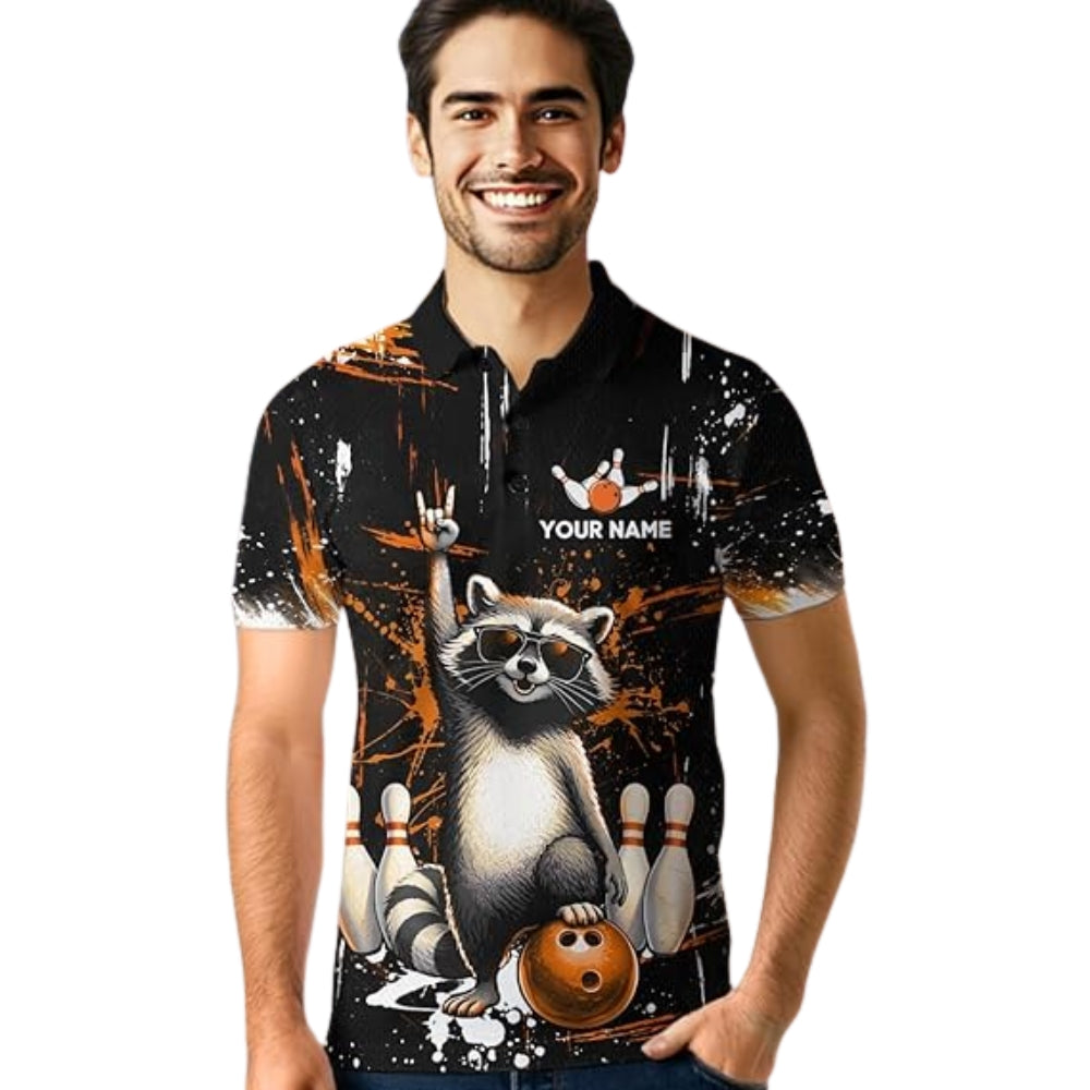 Custom Funny Raccoon Bowling Polo Shirt Mens, Custom Raccoon Bowling Team Shirts BZ0346