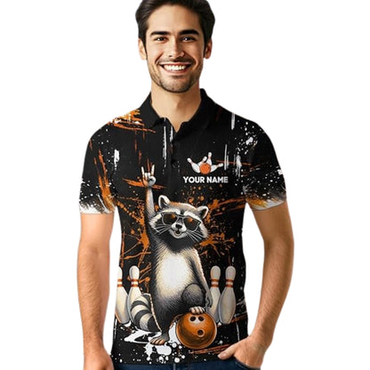 Custom Funny Raccoon Bowling Polo Shirt Mens, Custom Raccoon Bowling Team Shirts BZ0346