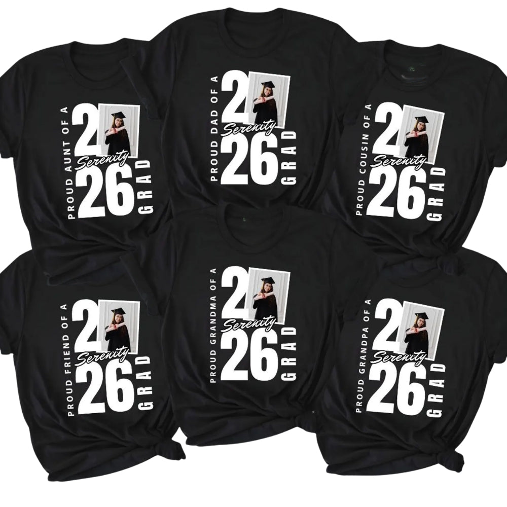 Proud Of A Grad Custom Photo Matching Graduation Family T Shirts, Custom Graduation Shirts For Family ET0425