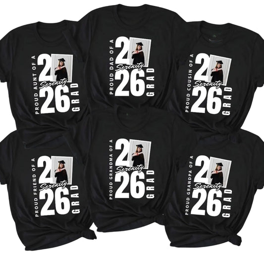 Proud Of A Grad Custom Photo Matching Graduation Family T Shirts, Custom Graduation Shirts For Family ET0425