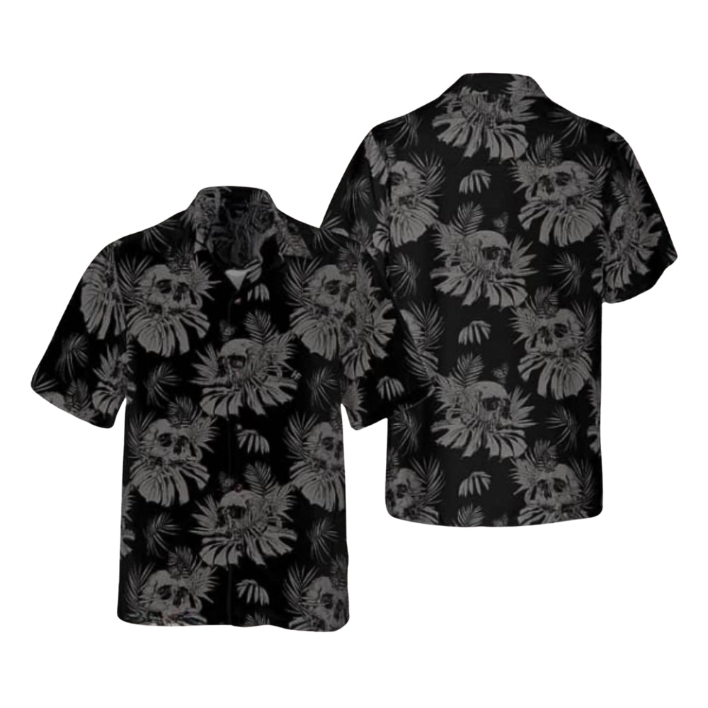 Grey Skull Tropical Hawaiian Shirt For Men Women, Skull Lovers Hawaiian Shirts HE0066