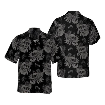 Grey Skull Tropical Hawaiian Shirt For Men Women, Skull Lovers Hawaiian Shirts HE0066