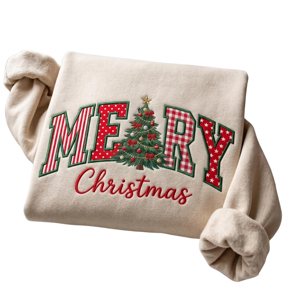 Merry Christmas Embroidered Sweatshirt, Christmas Sweater 2D1119