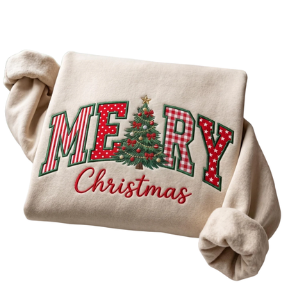 Merry Christmas Embroidered Sweatshirt, Christmas Sweater 2D1119