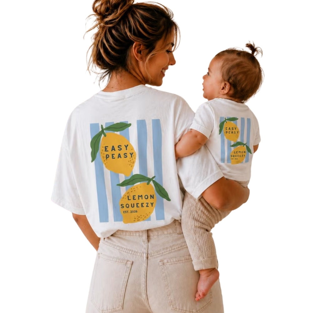 Easy Peasy Lemon Squeezy Custom Dad Son Matching T Shirt With Year, Custom Lemon Matching Family Shirts ET0970