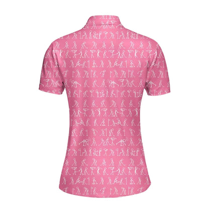 Women's Stickfigures Pink Golf Polo Shirt, Pink Golf Shirts For Ladies  GE0423