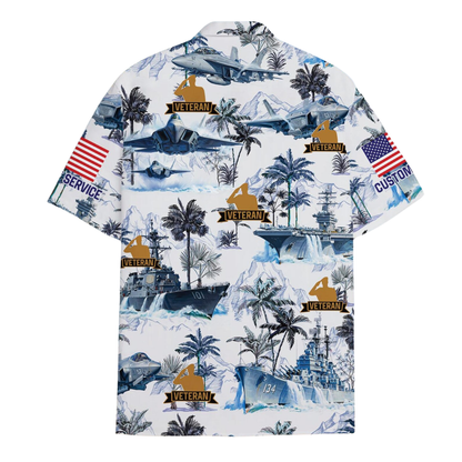 Custom Name Navy Veteran Tropical Hawaiian Shirt For Men, Custom Aircraft Hawaiian Shirts HE0391