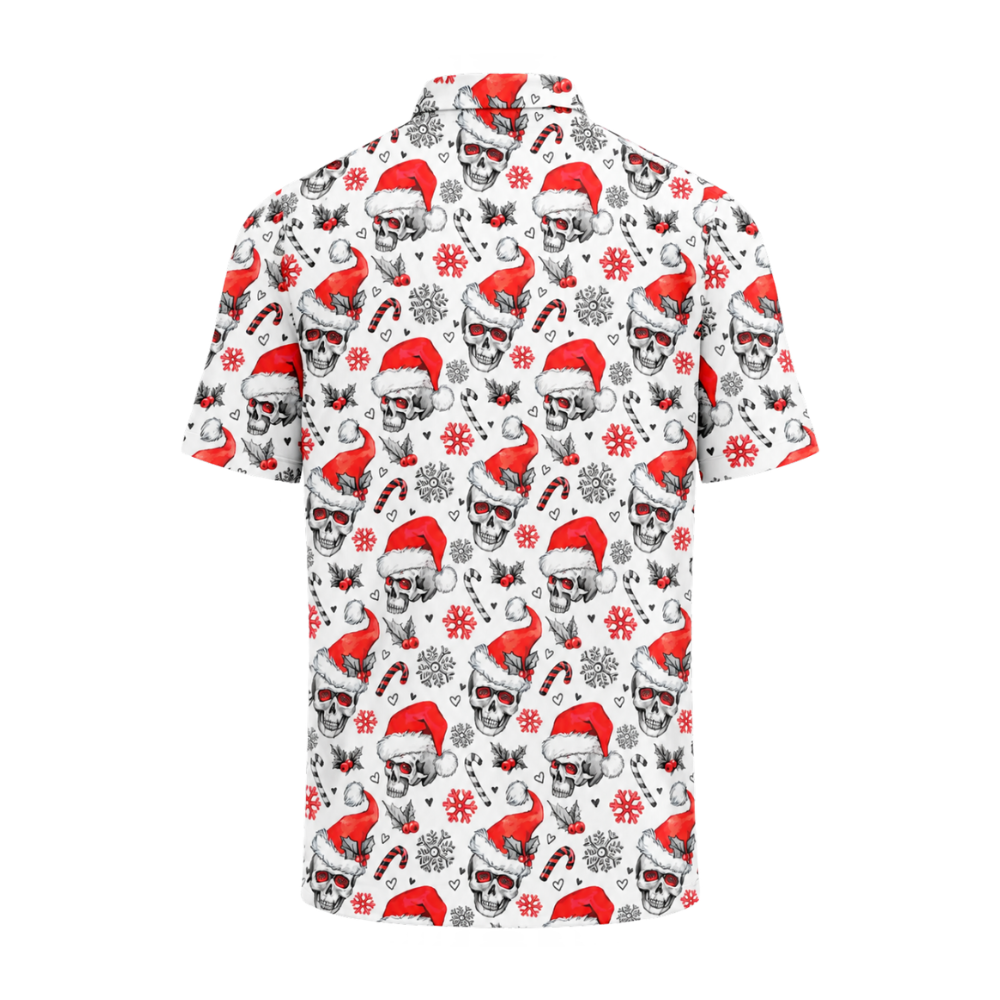 Skull Snowflake Christmas Golf Polo Shirts Mens, Skull Xmas Golf Shirts GZ0454
