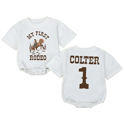 Personalized My First Rodeo Baby Bubble T Shirt Bubble Romper, Custom Cowboy Baby 1st Birthday Romper BB0202