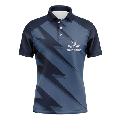 Custom Blue And Black Golf Team Polo Shirt Mens, Custom Golf Shirts GZ0324
