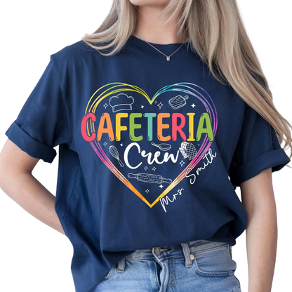 Custom Cafeteria Crew Heart Matching T Shirt, Personalized Cafeteria Lunch School Shirts ET1058