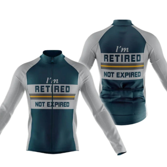 I'm Retired Not Expired Long Sleeve Cycling Jersey Mens, Funny Retrirement Cycling Jerseys CG0715
