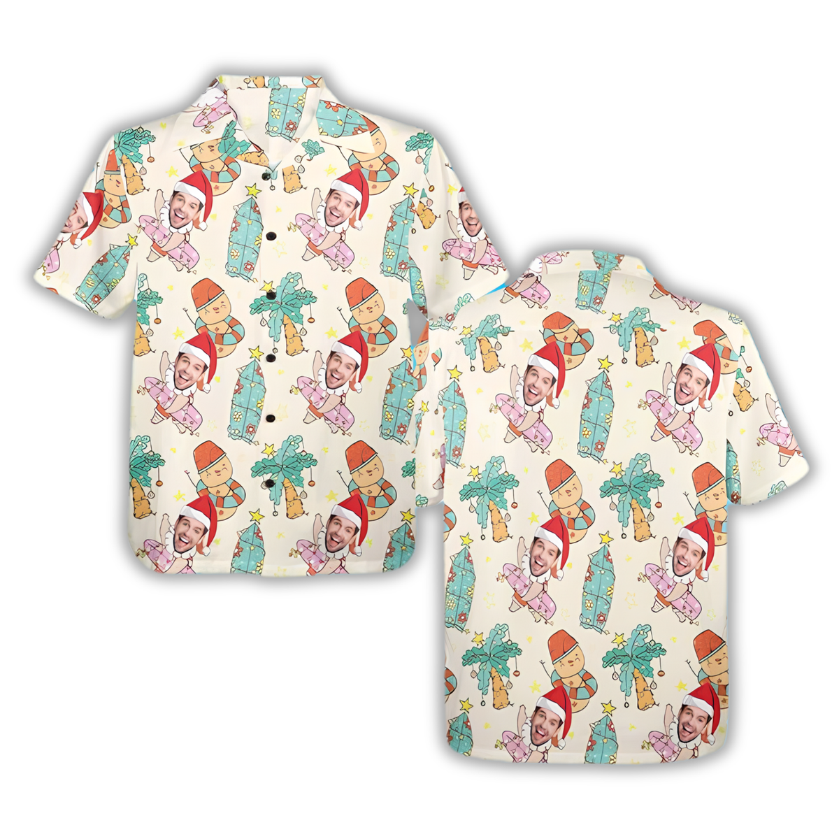 Custom Photo Christmas Tropical Hawaiian Shirt For Men Women, Custom Funny Faces Christmas Hawaiian Shirt HE0880