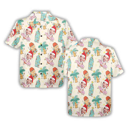 Custom Photo Christmas Tropical Hawaiian Shirt For Men Women, Custom Funny Faces Christmas Hawaiian Shirt HE0880