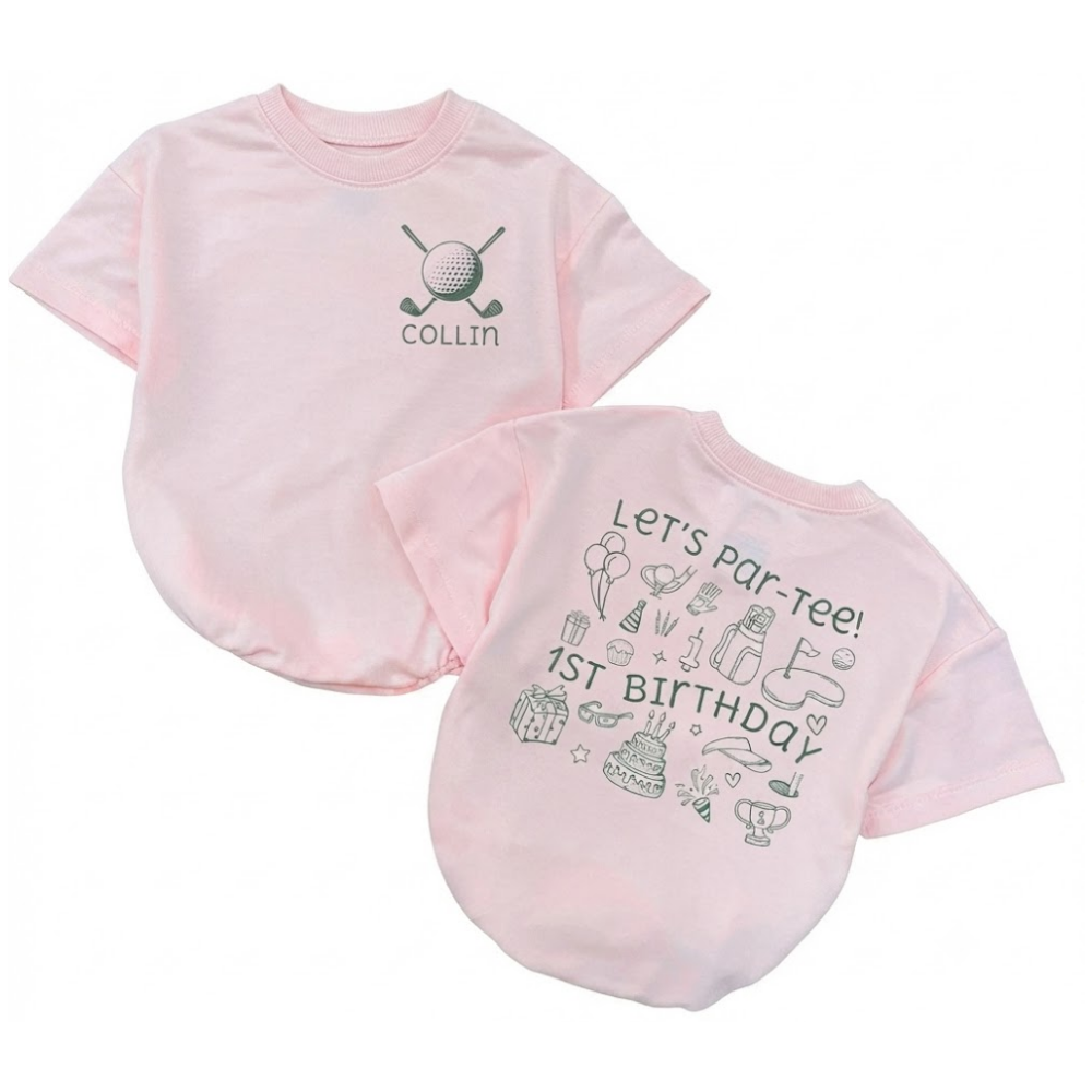Personalized Let's Par-Tee 1st Birthday Golf Baby Tshirt Romper, Custom First Birthday Baby Romper For Golf Lover BB0038