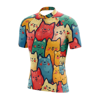 Cute Cat Cycling Short Sleeve Jersey For Men, Cat Lovers Cycling Jersey CZ0159