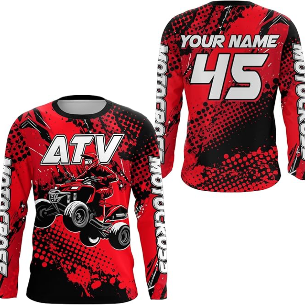 Custom ATV Racing Mens Long Sleeve Motocross Jersey Blue, Personalized ATV Dirt Bike Jerseys MZ0103