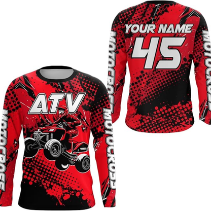 Custom ATV Racing Mens Long Sleeve Motocross Jersey Blue, Personalized ATV Dirt Bike Jerseys MZ0103