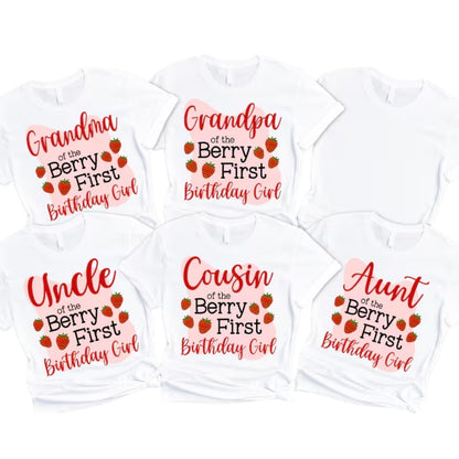 It's My Berry First Birthday Custom Matching 1st Birthday Family T Shirts, Personalized First Birthday Strawberry Shirts For Family ET0360