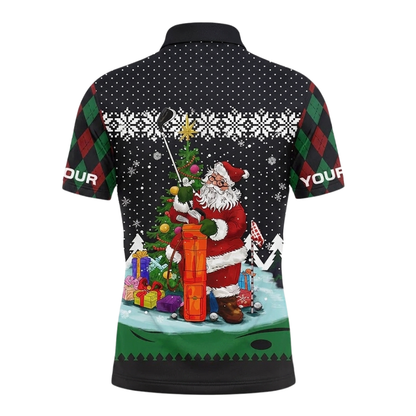 Ugly Christmas Santa Custom Mens Golf Polo Shirt, Custom Xmas Golf Shirt Men GZ0340