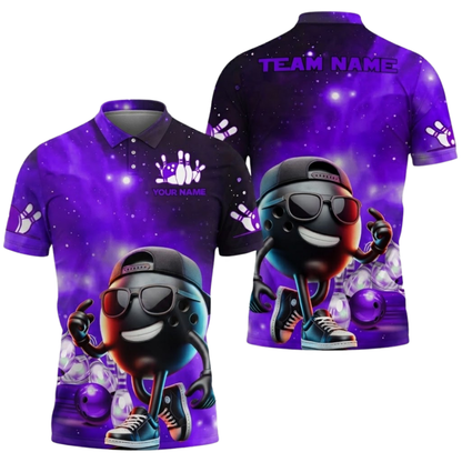 Custom Team Mens Funny Ball Bowling Polo Shirts, Custom Bowling Shirts BZ0589