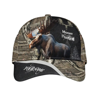Custom Name Moose Hunting Baseball Cap, Custom Deer Hunting Hats Caps CP0010