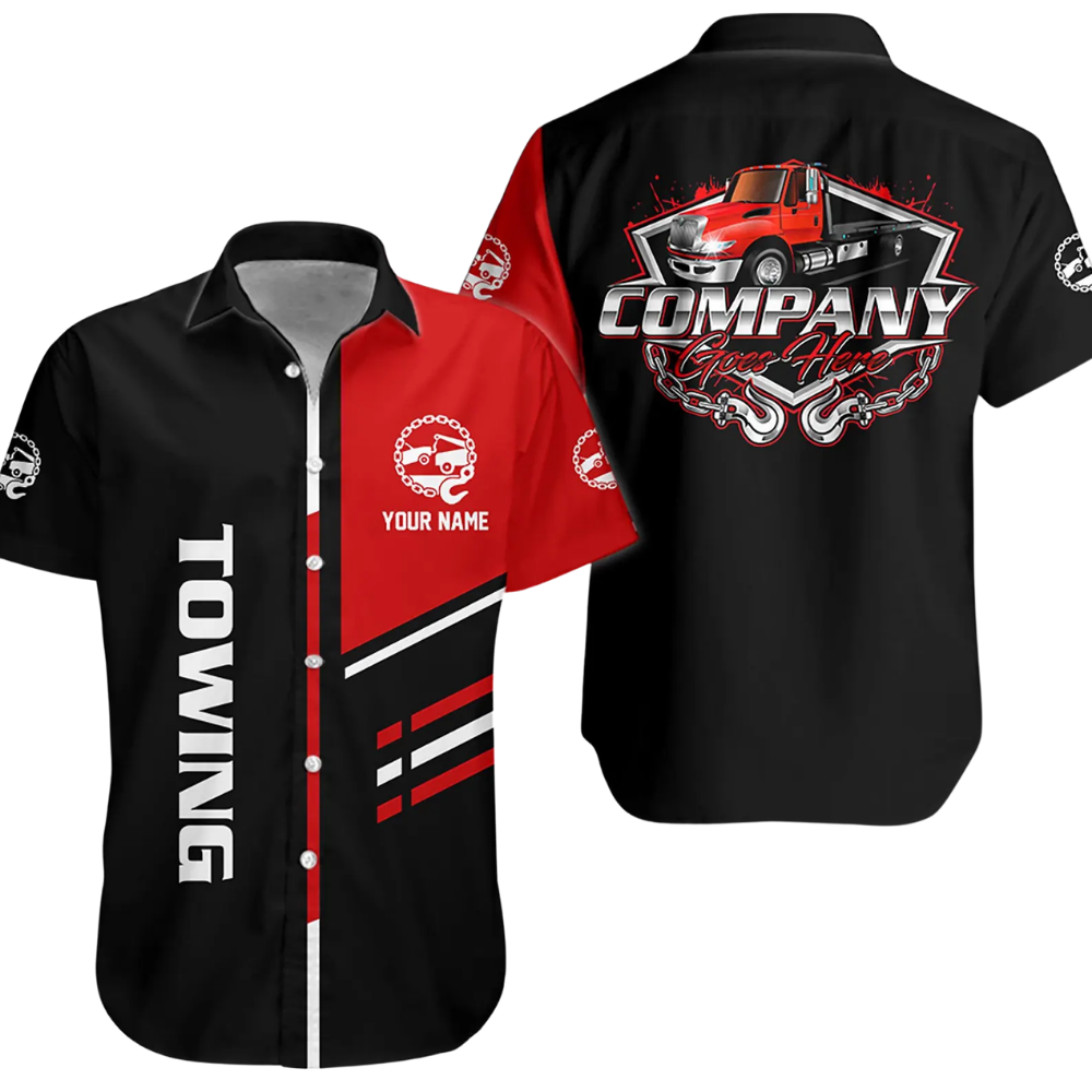Custom Tow Truck Company Hawaiian Shirt Men, Personalized Truck Mechanic Uniforms HE0676