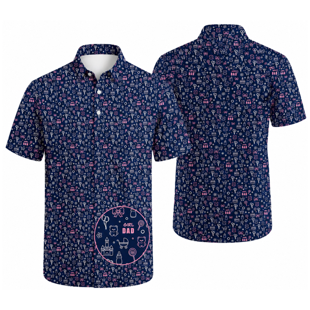 Girl Dad Navy Golf Polo Shirt For Men, Father's Day Golf Shirts For Dad With Daughter GE0455