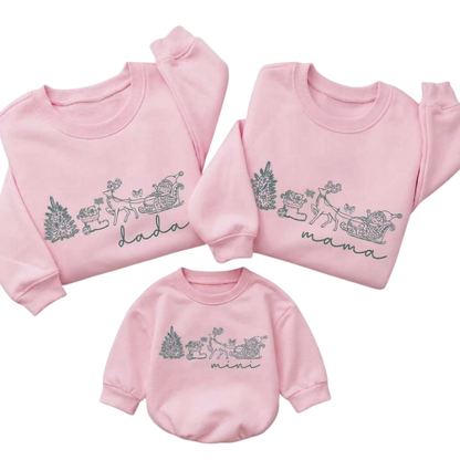Custom Reindeer Christmas Family Matching Sweatshirt, Custom Retro Xmas Family Sweater ET1701