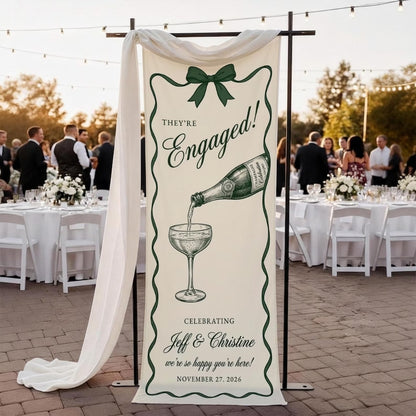They're Engaged Personalized Fabric Welcome Banner, Custom Engagement Party Welcome Signs WD0399