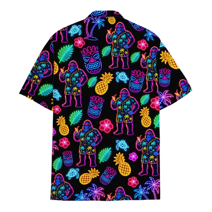 Neon Bigfoot Tiki Hawaiian Shirt For Men, Tiki Sasquatch Hawaiian Shirts HE0579