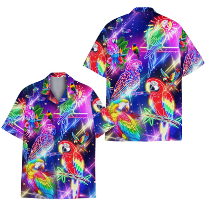 Neon Parrot Hawaiian Shirt Men Women, Tropical Parrot Hawaiian Shirts HE0352