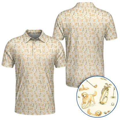 Vintage Golden Retriever Golf Polo Shirt For Men, Golden Retriever Golf Shirts GZ0381