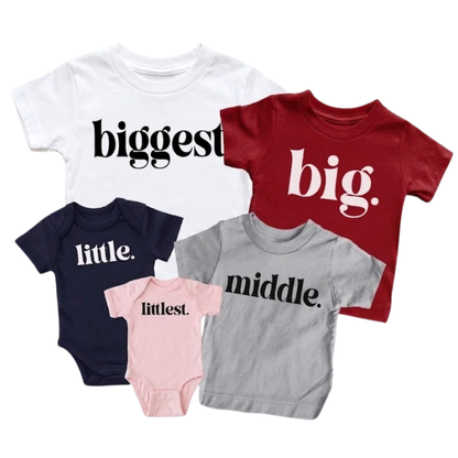 Big Middle Little Littlest Matching Sibling T Shirt, Baby Reveal Sibling Shirts For Family ET1261