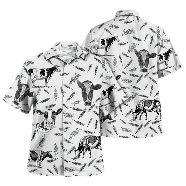 Hostein Pattern Hawaiian Shirt, Cow Aloha Shirts, Gift for cow lovers HO2338