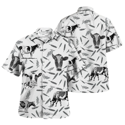 Hostein Pattern Hawaiian Shirt, Cow Aloha Shirts, Gift for cow lovers HO2338