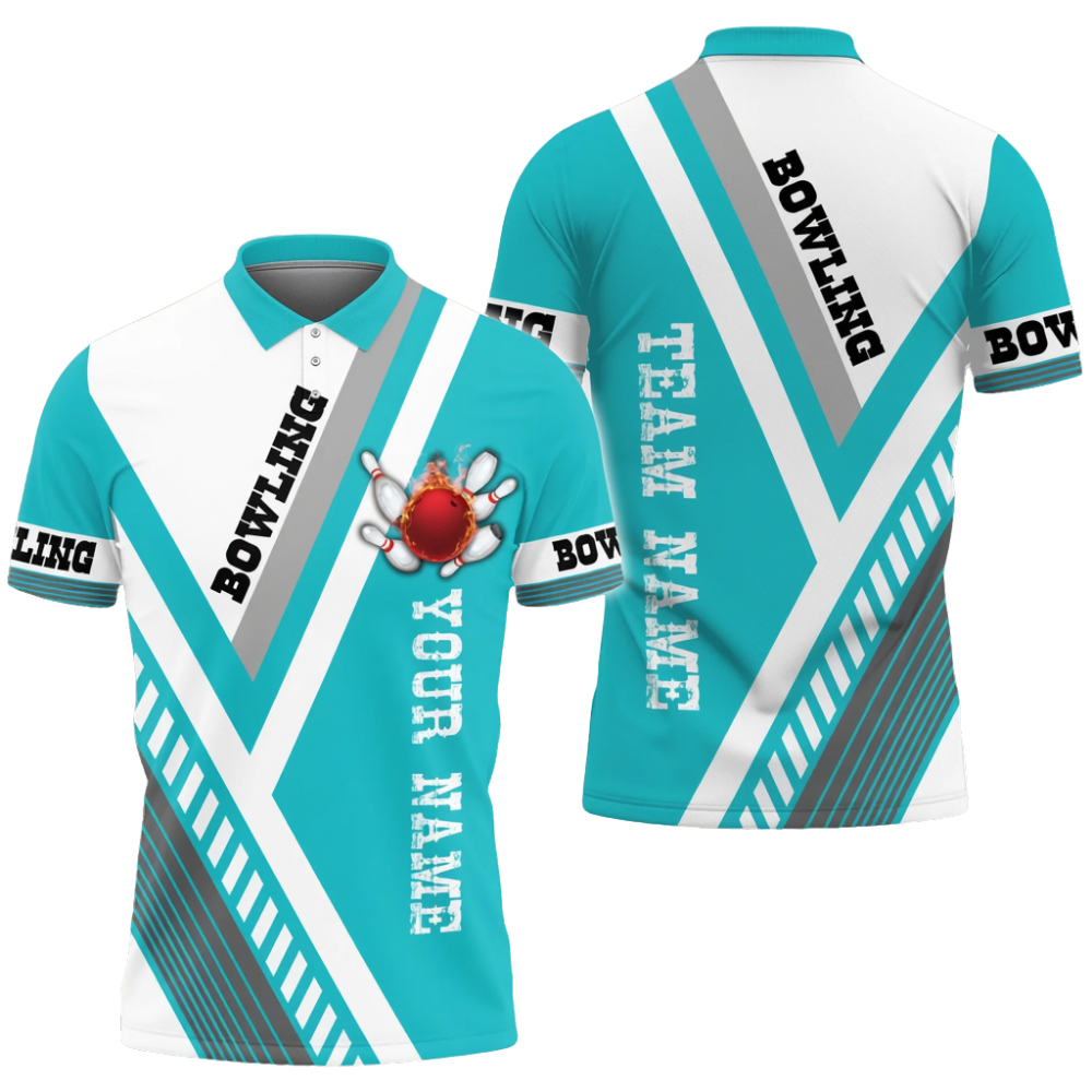 Custom Team White And Navy Bowling Polo Shirt, Custom Bowling Shirts BZ0707