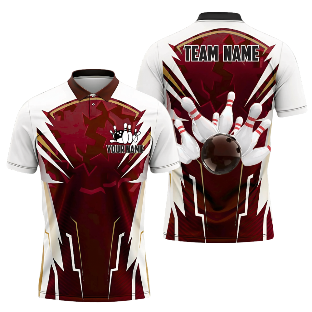 Custom Team Maroon Red Bowling Polo Shirt For Men, Custom Bowling Shirt BZ0693