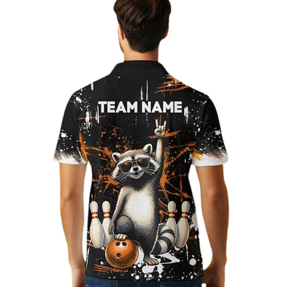 Custom Funny Raccoon Bowling Polo Shirt Mens, Custom Raccoon Bowling Team Shirts BZ0346