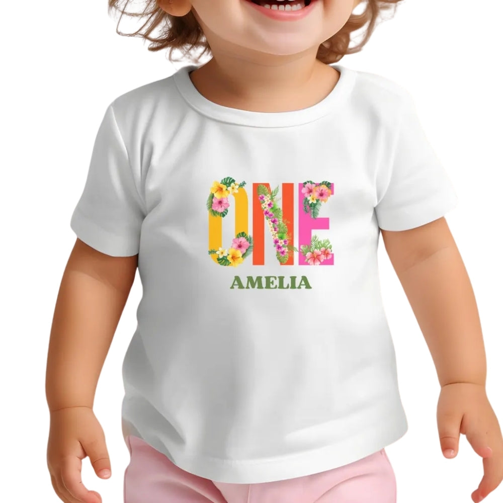 Custom Floral Matching 1st Birthday Family T Shirts, Custom Floral First Birthday Shirts For Family ET0283
