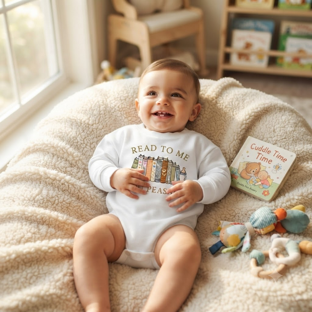 Read To Me You Peasant Baby Romper Sweatshirt, Funny Bookish Romper Sweatshirt Baby BB0881