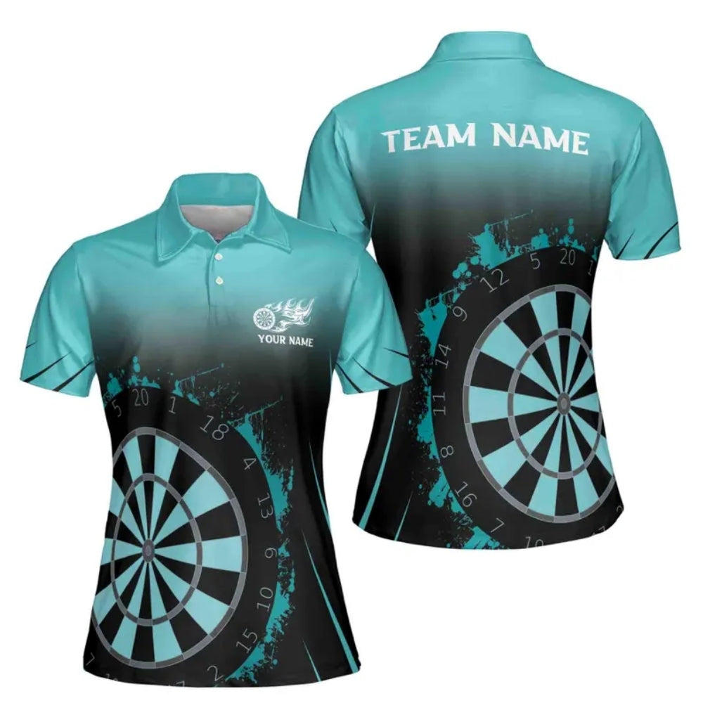Custom Black Pink Darts Team Polo Shirts For Women, Custom Darts Shirts For Ladies DE0059