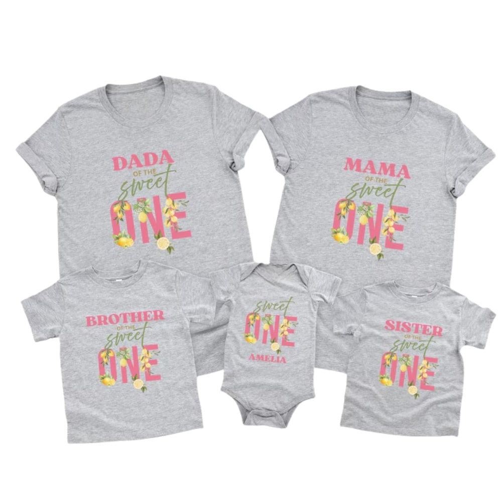 Sweet One Lemon First Birthday Personalized Matching Family T Shirt, Custom 1st Birthday Lemon Family Shirts ET1067