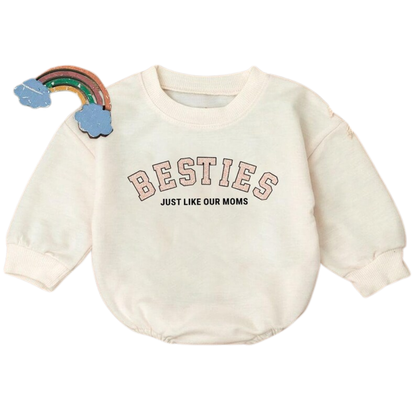 Besties Just Like Our Moms Matching Baby Romper Sweatshirt, Bestie Sweatshirt Baby Romper BB0462