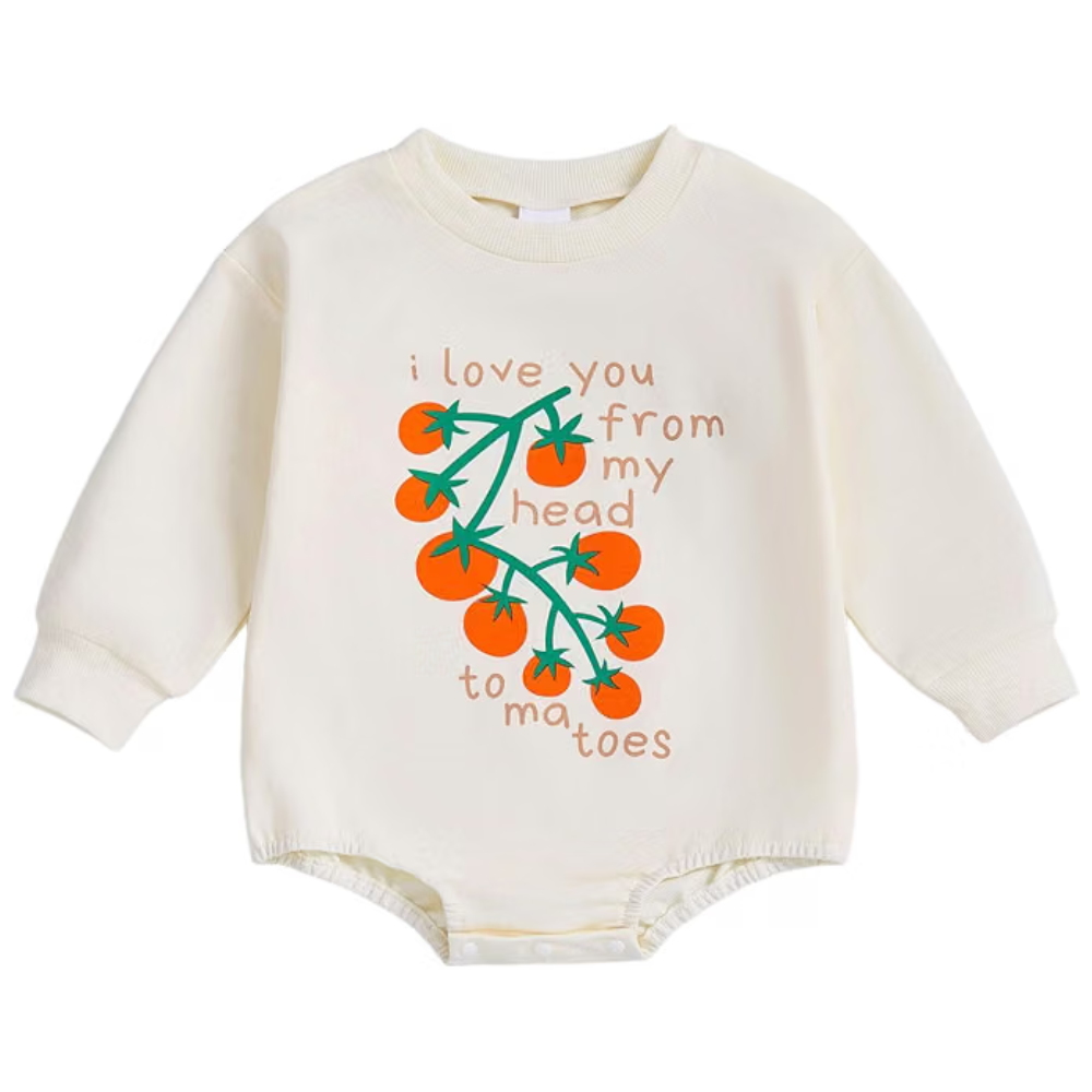 I Love You From My Head Tomatoes Baby Romper Sweatshirt, Funny Tomotoes Baby Romper Sweatshirt BB0582