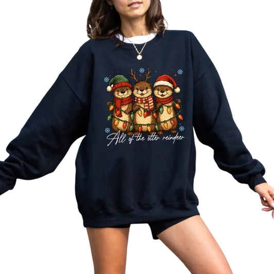 All Of The Otter Reindeer Christmas Sweatshirt, Xmas Otters Sweatshirt 2D0617