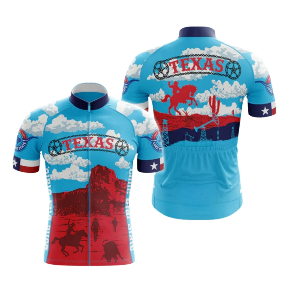 Retro Texas Cycling Short Sleeve Jersey For Men, Texas State Cycling Jerseys CG0418