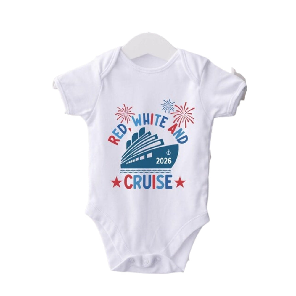 Red White And Cruise Personalized Fourth Of July Family Matching Shirts, Custom Year 4th Of July Family Shirts ET0849