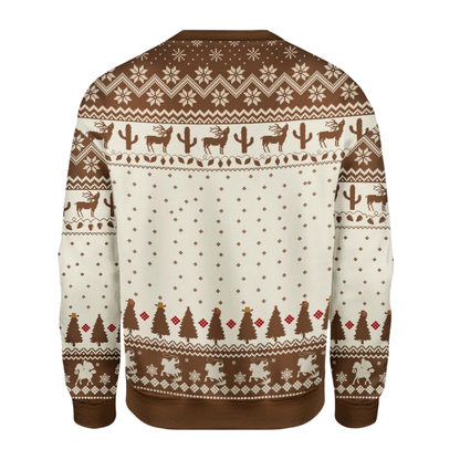 North Pole Rodeo Santa Ugly Christmas Sweatshirt 3D Printed, Western Christmas Sweatshirt For Men 2D1135
